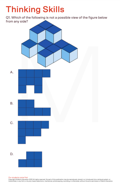 sample page of thinking skills test for oc prep readiness test